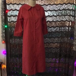 Vintage 1970's Linen Sheath Dress Salmon Zip